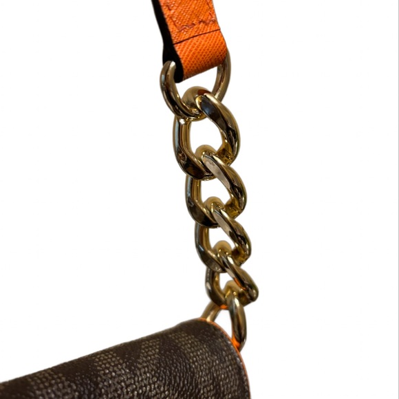 AUTHENTIC NWOT Michael Kors Monogram Brown & Orange Shoulder Bag - Picture 6 of 17
